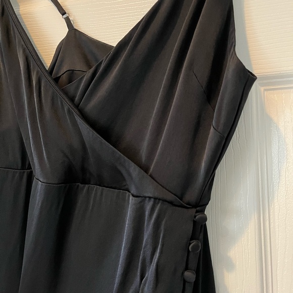 Madewell Black Satin Cami Side-Button Dress, size 00 - Picture 4 of 9